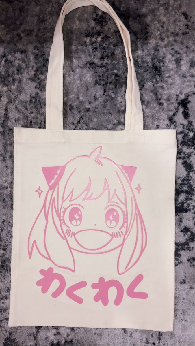 Spy x family Anya forger Spy X Family Tote Bag, Anime Tote Bag Design, Anya Waku Waku, Anya From Spy X Family, Cavas Bag, Family Tote Bag, Anime Tote Bag, Paint And Drink, Canvas Bag Diy