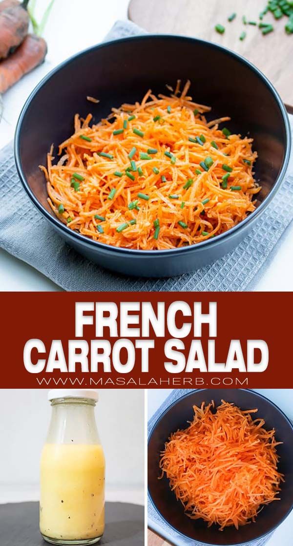 french carrot salad in a skillet with dressing