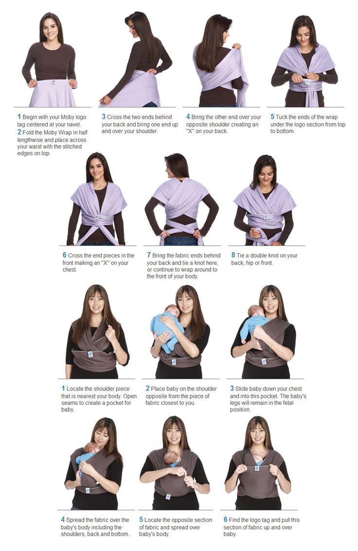 the instructions for how to wrap a baby in a sling and tie it around her arms