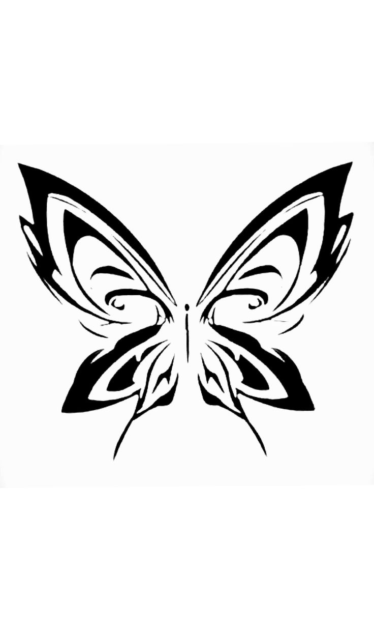 a black and white butterfly tattoo design on a white background with the wings spread out