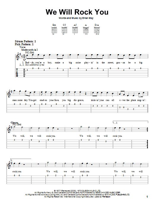 we will rock you guitar tab