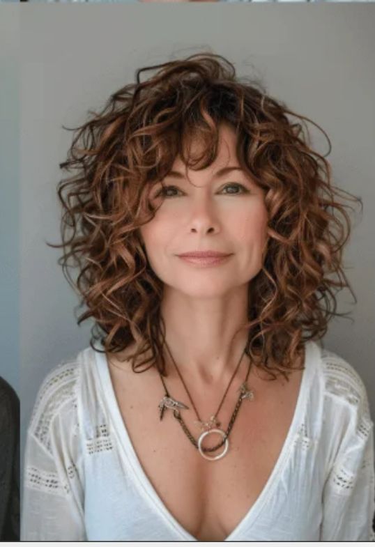 Very Layered Hair Medium Over 50, Curly Hairstyles Ideas, Curly Hair Dos, Natural Curly Hair Cuts, Medium Length Curly Hair, Haircuts For Medium Length Hair, Haircuts For Women Over 50, Natural Curly Hair, Layered Haircuts For Medium Hair