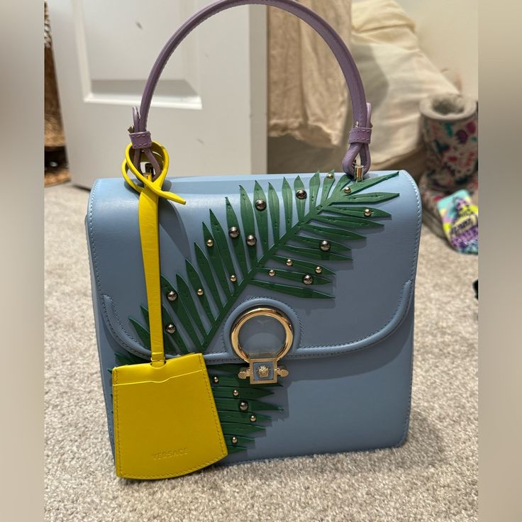 Gorgeous Light Blue Versace Bag I Bought In Spain. I Only Used It Two Times. So Beautiful And The Colors Are So Nice Together Versace Bag, Versace Handbags, Versace Bags, So Nice, So Beautiful, Versace, Color Blue, Spain, Light Blue