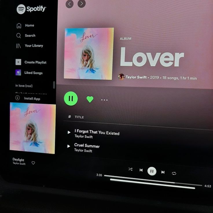 the spotify music player on an ipad