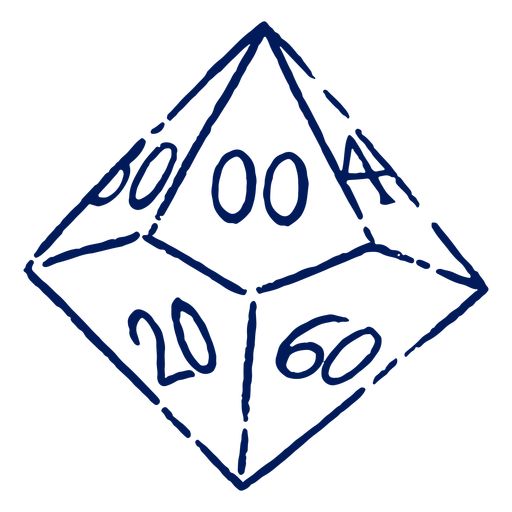 a drawing of a dice with the numbers on it and two sides drawn in blue ink