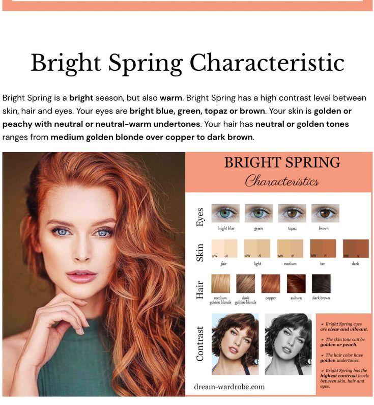 Bright Spring Hair Color, Palette Hair Color, Clear Spring Palette, Color Seasons, True Spring, Skin Undertones, Colour Analysis, Clear Spring, Spring Color Palette