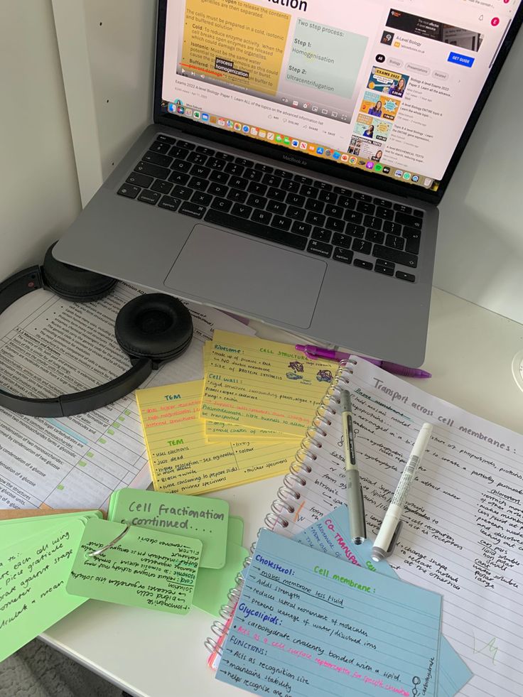 an open laptop computer sitting on top of a desk covered in notes and sticky notes