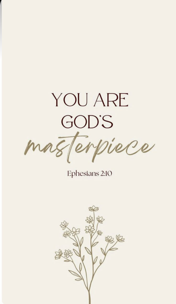 a card with the words you are god's masterpiece on it and a flower