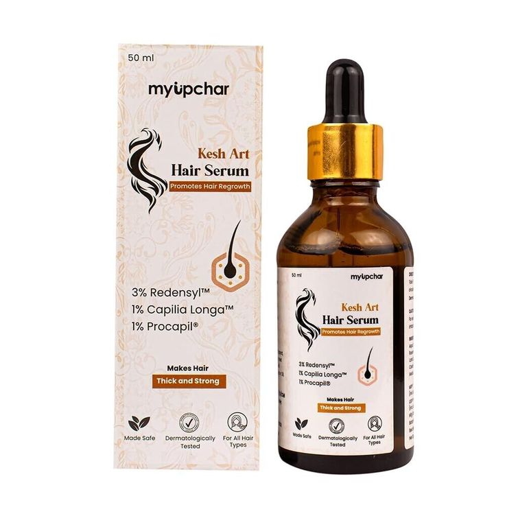 myUpchar Kesh Art Hair Serum | Makes Hair Thick & Stronger | Gives Shine and Volume | With 3% Redensyl, 1% Procapil, 1% Capilia Longa | For Men & Women | Paraben Free - 50 ml HEALTHY HAIR: Powered by Redensyl, encouraging shine and helping to revive dormant hair follicles for thicker and healthier hair. It's the best hair serum for those affected by receding hairline as it targets the area around the hairline to stimulate volume and improve overall density. BEST SERUMS FOR HAIR: It's a nutrient rich Hair Fall Serum which is one of the top-rated serums known for their effectiveness in promoting healthy hair. Kesh Art is a Highly-rated hair fall control serum recognized for its ability to stimulate hair Volume as well as rated one of the best as an Anti Hair Loss Serum. HAIR STRENGTH WITH PR Ordinary Hair Serum, Best Serums, Best Hair Serum, Rich Hair, Serum Hair, Make Hair Thicker, Strengthen Hair Roots, Art Hair, Receding Hairline