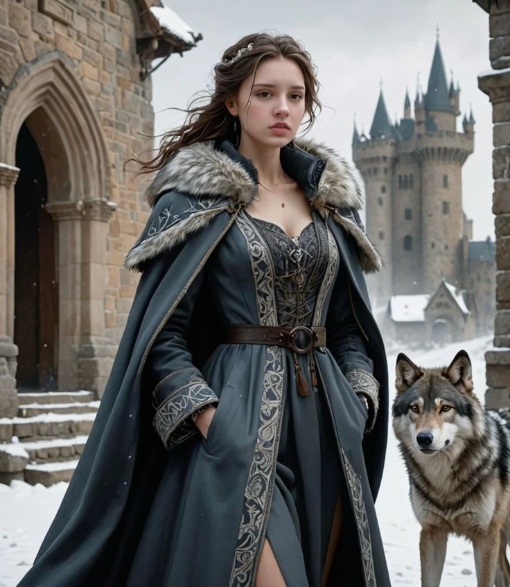 Hi Friends Some Surprise able Thing is waiting for you Game Of Thrones Winterfell Outfits, House Stark Clothing, Stark Inspired Dress, Cold Fantasy Clothes, House Stark Dress, Winter Fantasy Outfit, Goth Red Dress, Winter Fantasy Dress, Fantasy Winter Outfits