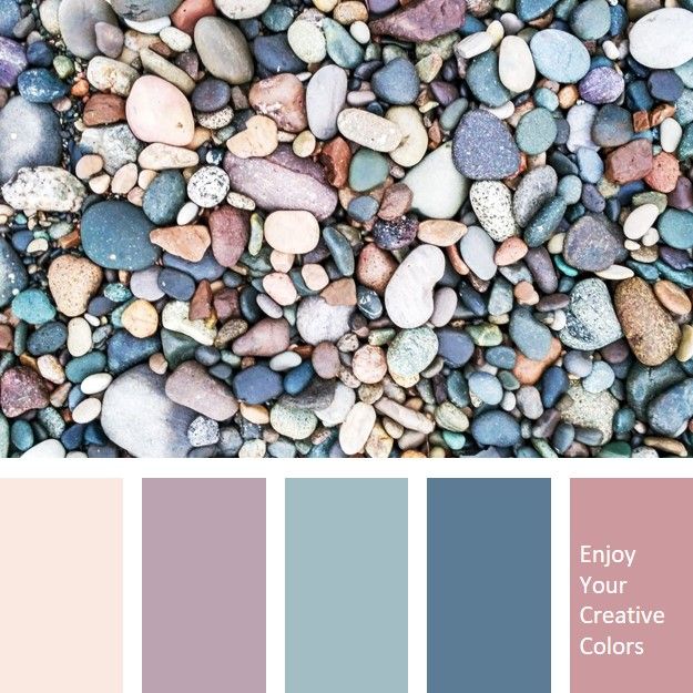 some rocks and gravel with the colors pink, blue, green and grey in it