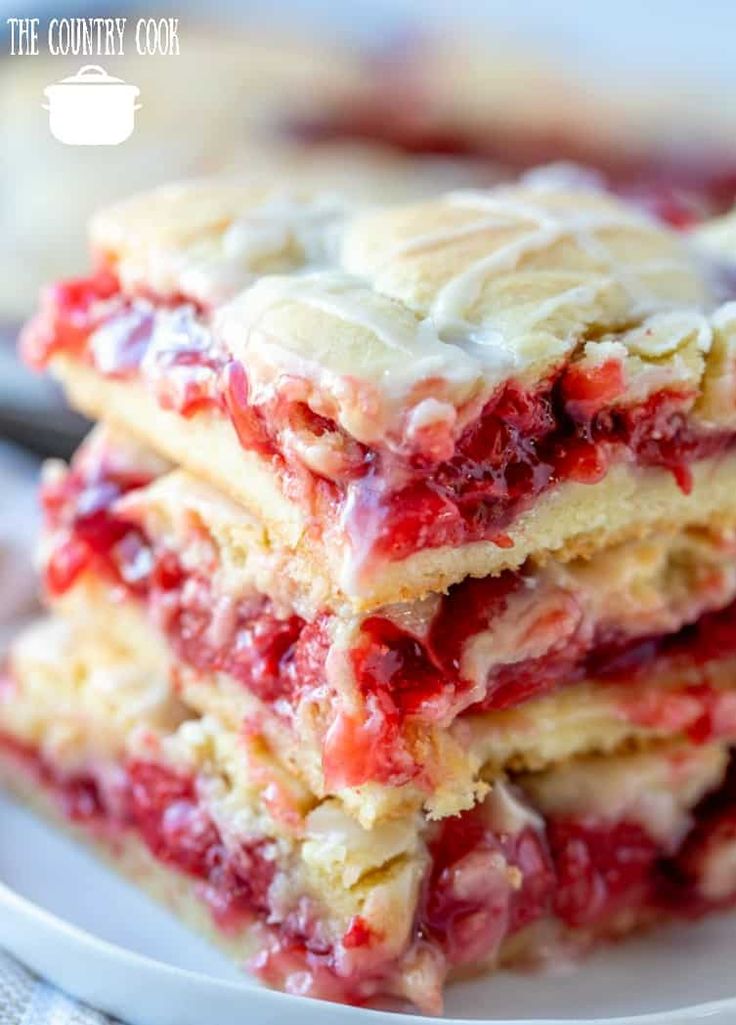 strawberry shortcake bars stacked on top of each other