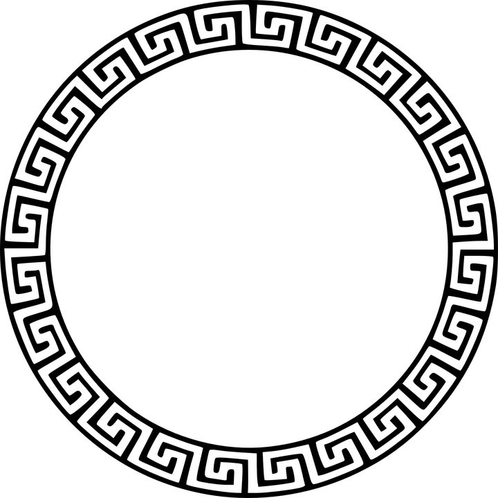 an ancient greek circle ornament in black and white