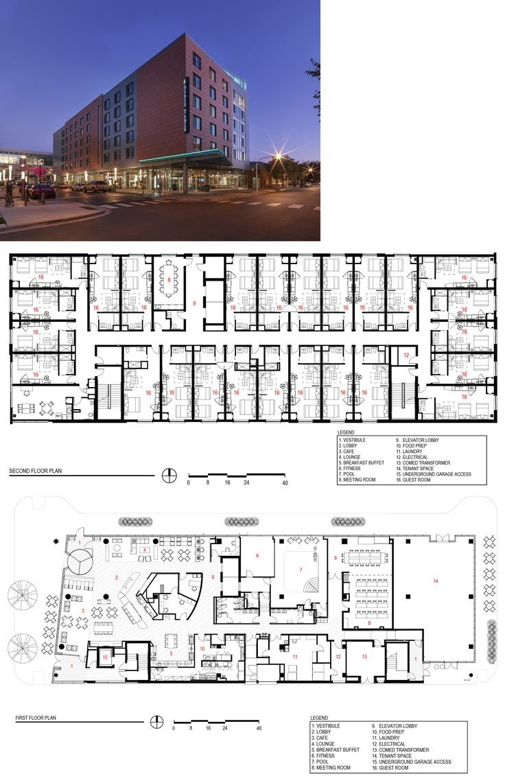 the floor plan for an apartment building with multiple floors and two levels, in different sections