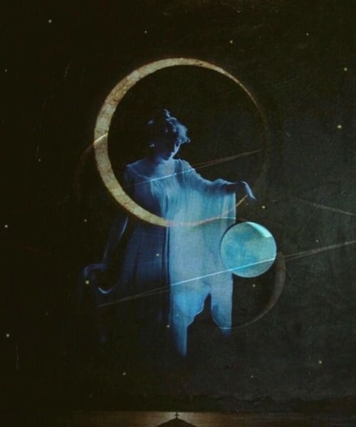 an image of a man standing in front of the moon