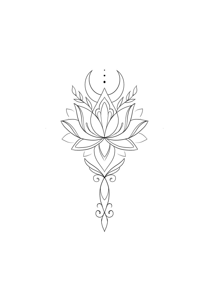 a line drawing of a lotus flower on a white background