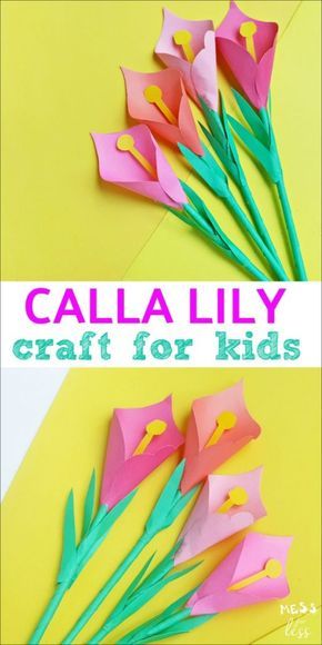 paper flowers with the words calla lily craft for kids on top of it and below