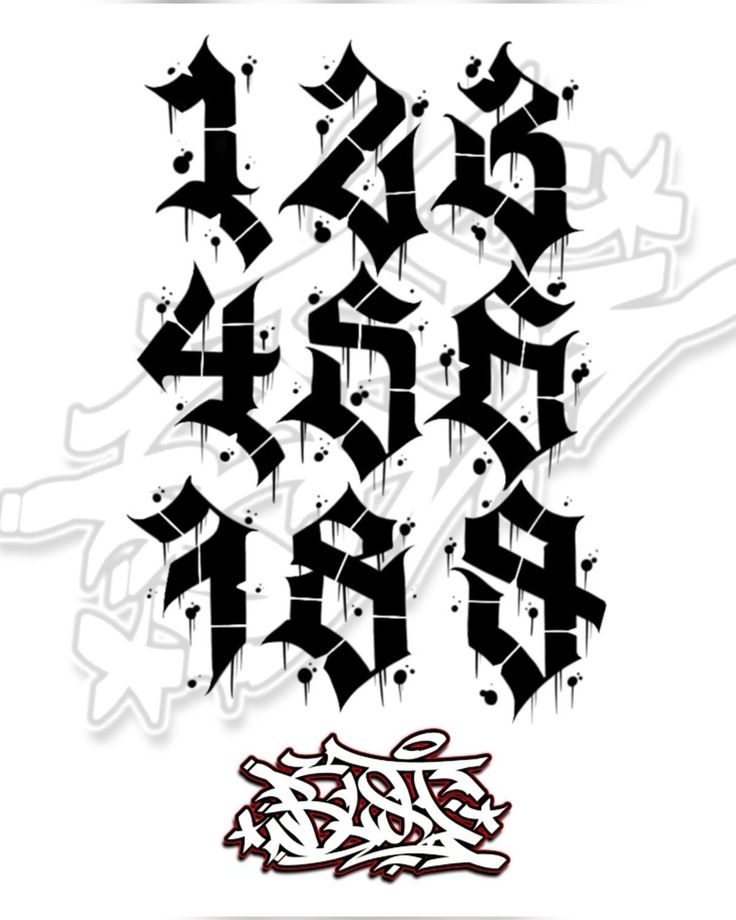 the letters and numbers in graffiti style are black with white paint on them, while one is