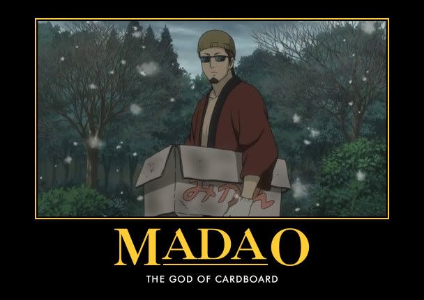 a poster with the caption madao, the god of cardboard written on it