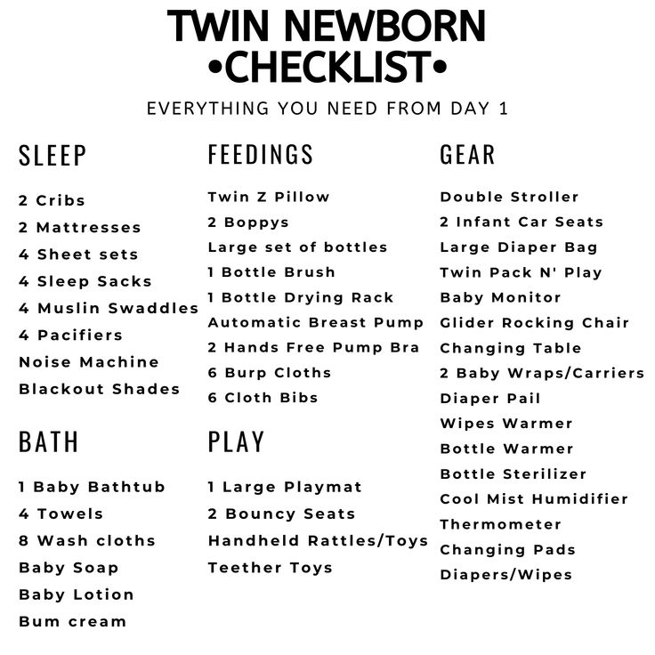 the twin newborn checklist is shown in black and white