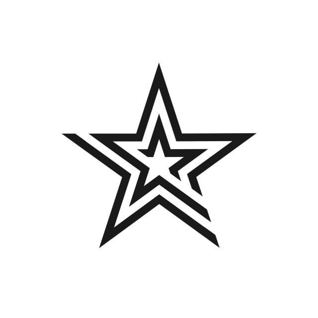 a star that is black and white on a white background