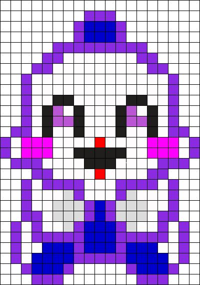 a cross stitch pattern with a purple and white cat on it's face,