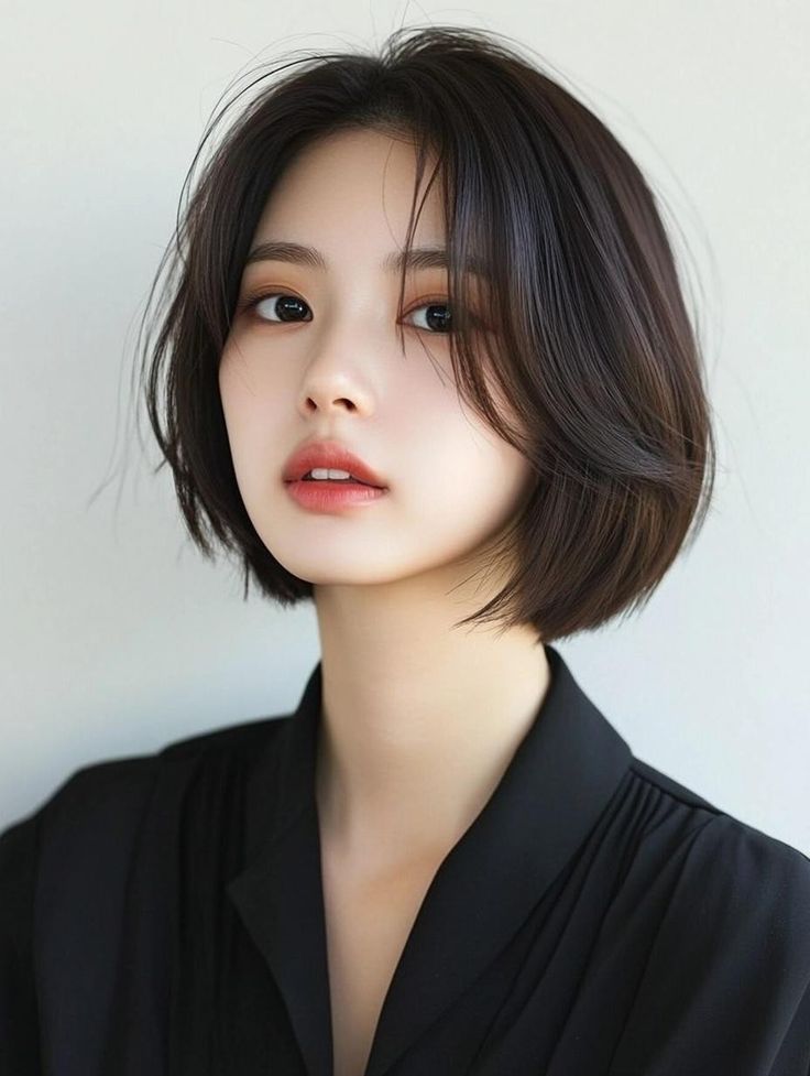 Japanese Shoulder Length Hair, Korean Women Haircut, Asian Lob Haircut, Round Bob Haircut, Best Short Haircuts For Round Faces, Short Korean Hair, Short Female Haircut, Round Face Short Haircuts, Korean Short Hairstyle