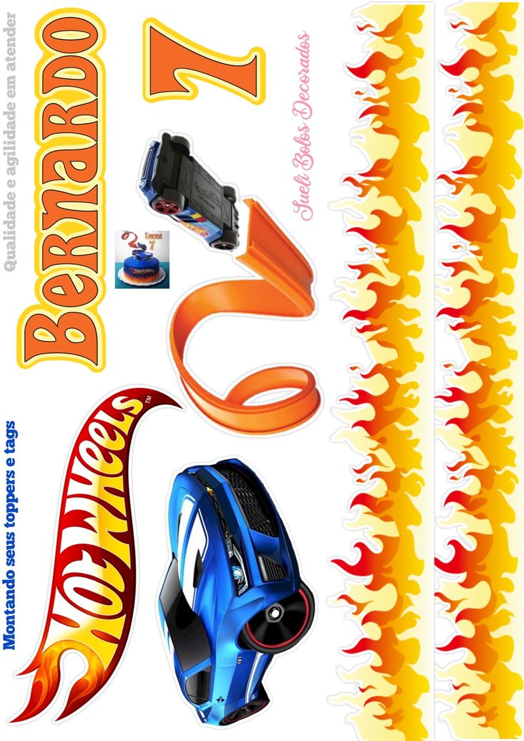 an image of hot wheels birthday card with numbers and designs on it's side