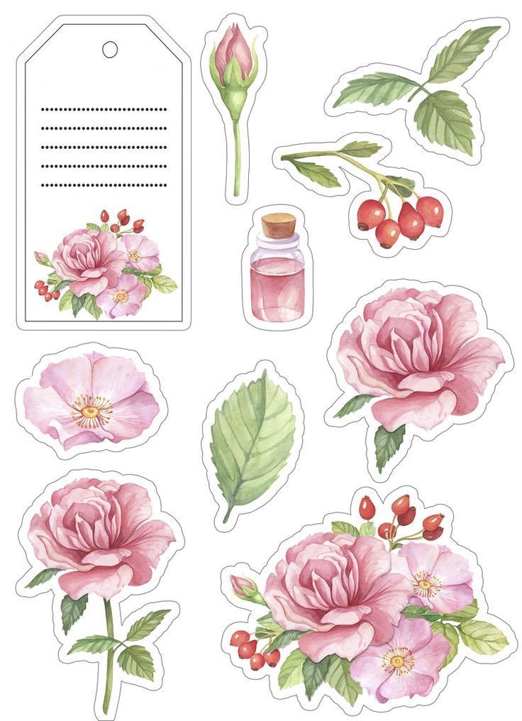 stickers with flowers and leaves on them