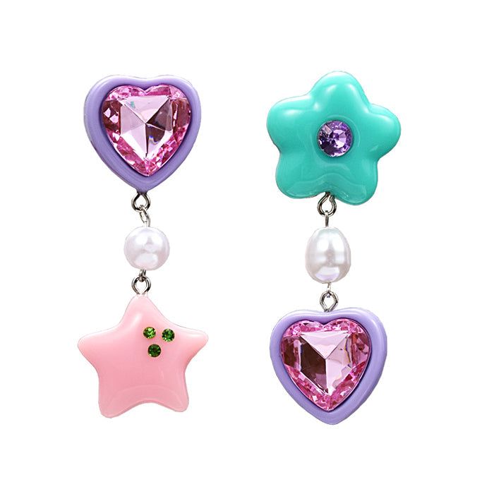 Candy Heart Drop Earrings Wonderful Precure, Colourful Accessories, Closet Art, Kawaii Earrings, Candy Jewelry, Heart Drop Earrings, Colorful Candy, Funky Jewelry, Heart Candy