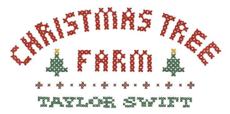 the christmas tree farm logo is shown in red, green and blue letters that spell it's holiday spirit