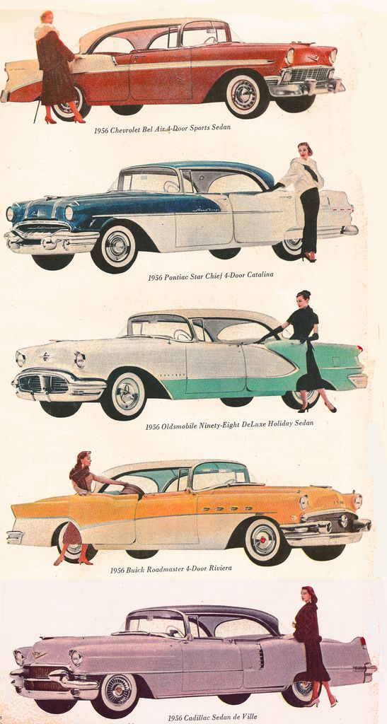 an old car advertisement shows different styles of cars