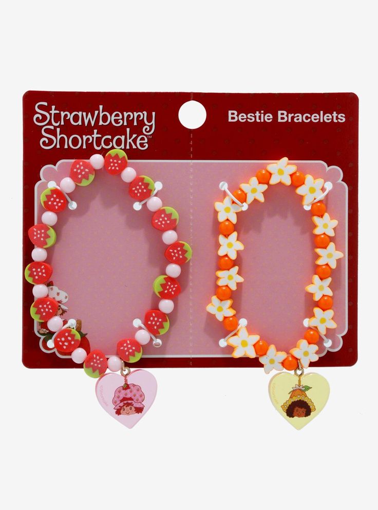 Strawberry Shortcake Orange Blossom Best Friend Beaded Bracelet Set | Hot Topic Friendship Brackets With Beads, Matching Items For Best Friends, Strawberry Shortcake Crafts, Gifts To Get For Your Best Friend, Strawberry Shortcake Jewelry, Adjustable Sweet-styled Round Beaded Bracelets, Sweet Adjustable Beaded Bracelets With Round Beads, Adjustable Sweet Style Beaded Bracelets With Round Beads, Adjustable Sweet Jewelry With Colorful Beads