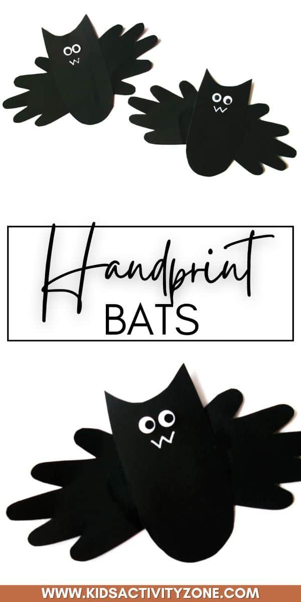 handprint bats for kids to make with the hands and feet on them are made from black paper