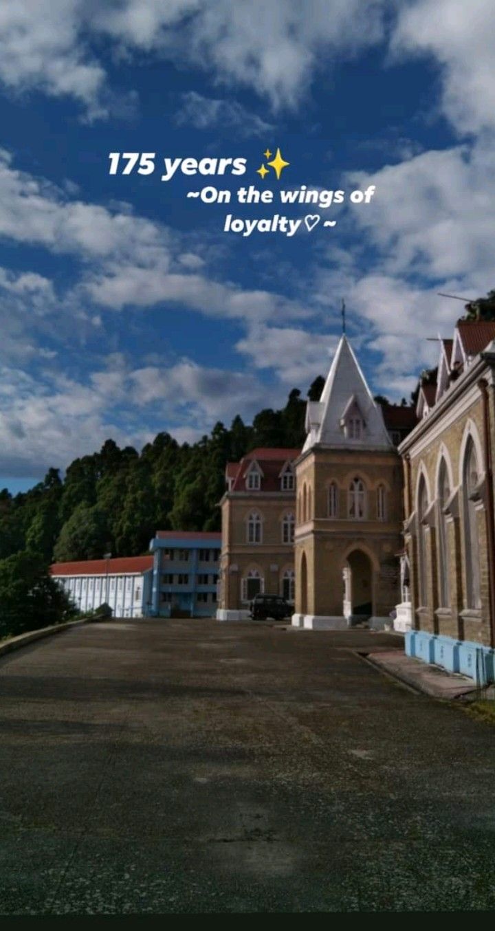 an image of a building with the words 75 years beginnings of polyty written on it