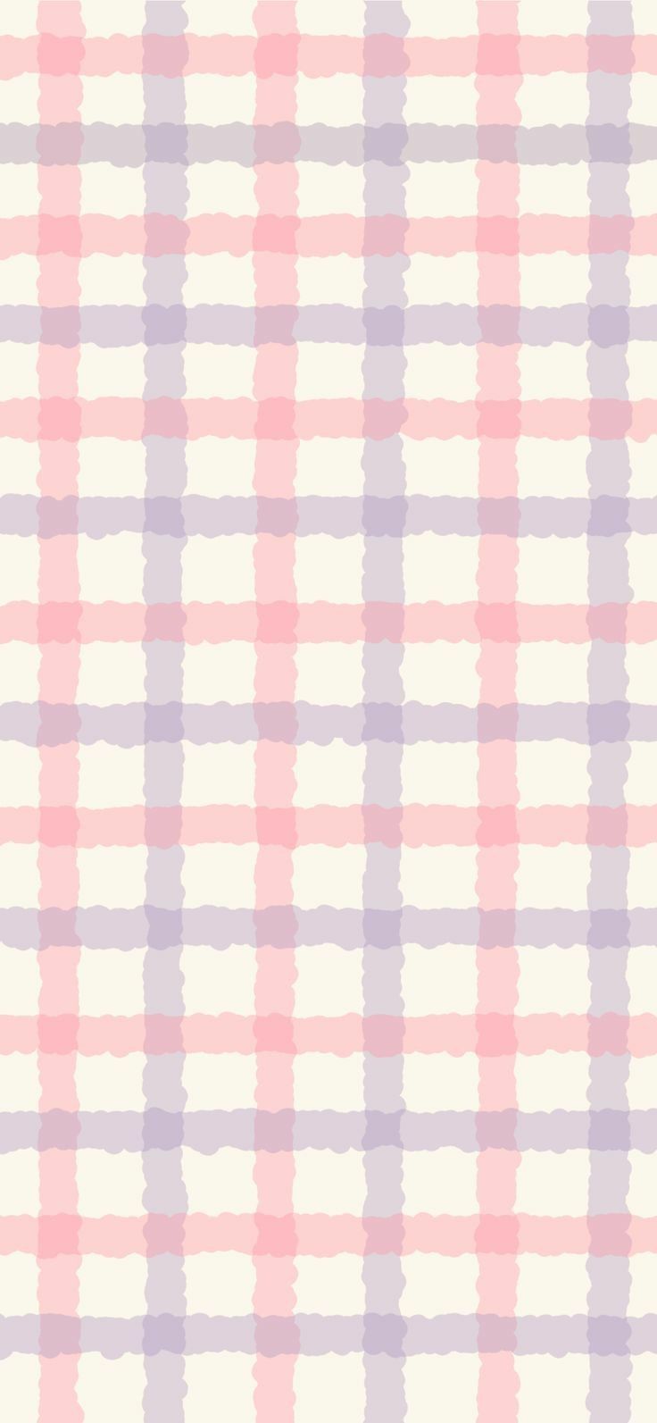 a pink and purple checkered pattern with white dots on the bottom half of it