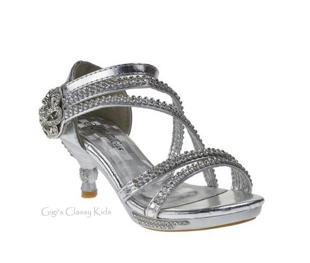 Gorgeous Silver Girls Dress Shoes with Rhinestones. Silver Dress Shoes, Religious Statues, Girls Dress Shoes, Rhinestone Heels, Dress Sandals, Our Girl, New Girl, Platform Sandals