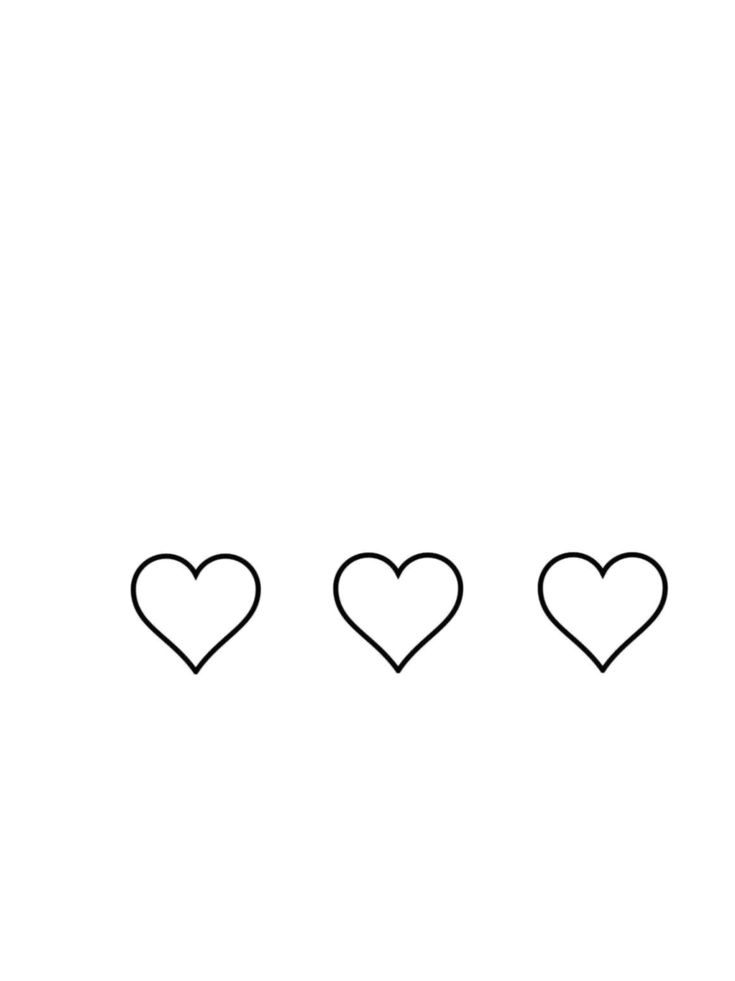 three hearts are shown in black and white, with one heart on the left side