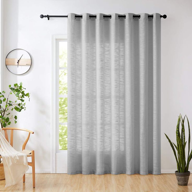 PRICES MAY VARY. Premium Quality: Linen Textured Semi-sheer Window Panels GREY SEMI SHEER CURTAINS: 100" w x 84l" /panel, 1Panel. GREY curtains. Used as sliding door curtain, Patio door panel, extra wide window curtain drapes or room divider LINEN TEXTURED SHEER CURTAINS: Solid linen white semi sheer curtains will certainly brighten up and upgrade your home décor at no cost, perfect for living room, bedroom, family room, dining room, kitchen, farmhouse, studio, Kids Room. DRAPE IN SHAPE: These t Wide Window Curtains, Gray Sheer Curtains, Sliding Glass Door Window, Natural Curtains, Sliding Door Curtains, Sliding Curtains, White Linen Curtains, Patio Door Curtains, Sheer Linen Curtains