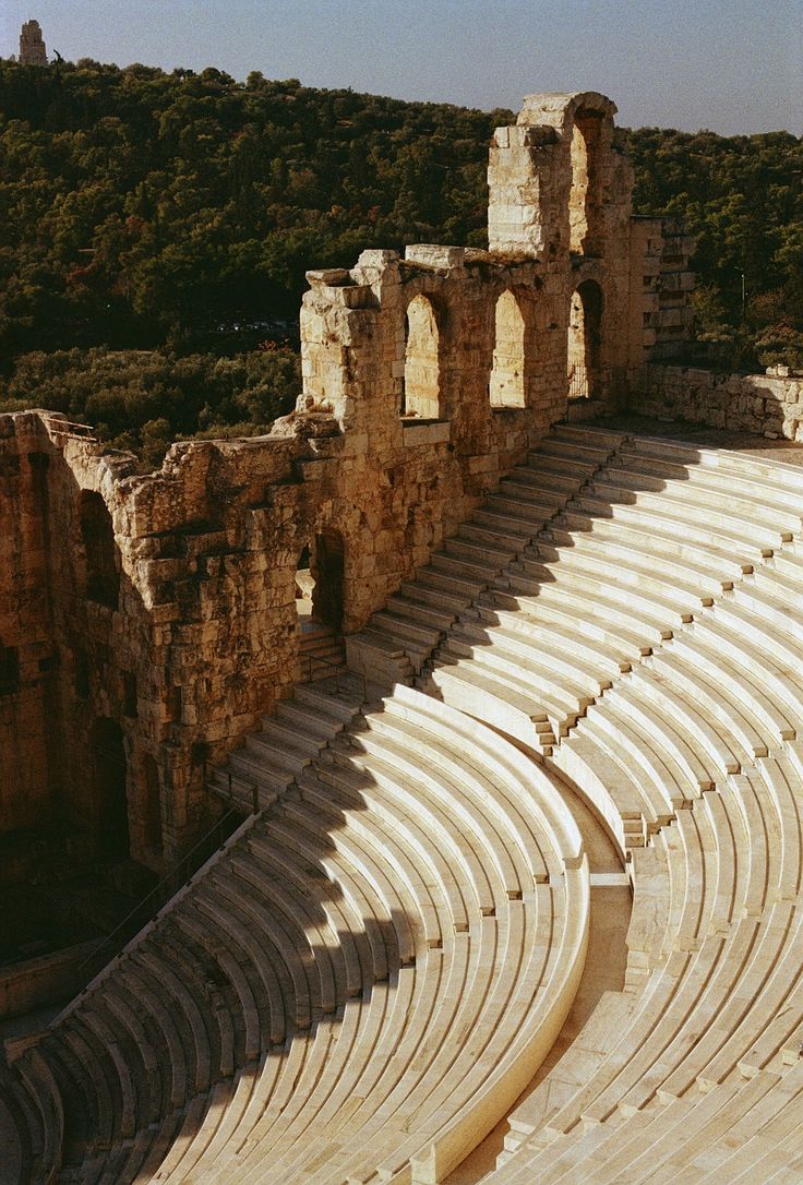 an aerial view of the amphit in ancient greek city