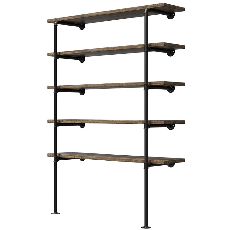 PRICES MAY VARY. The package only include iron part,Wood planks are not include; Size: Multiple short pipe freely connected, Total Tall 84.64", 14.7" in between each tier, deep 14"; If you love to DIY the pipe shelf,Then our shelf is your perfect choice,This shelves system can be standing from floors also can be hung from ceilings. The shelf is up to five layers, but you can reduce the number of layers according to your needs Easy "do it yourself" project for your home or office. Each purchase w Shelves Iron Pipe, Pipe Shelf Diy, Black Iron Pipe Pantry Shelves, Shelves With Black Iron Pipe, Metal Pipe Shelves The Home Depot, Wood And Metal Bookcase, Shelves System, Party Trailer, Shelves Bookshelves