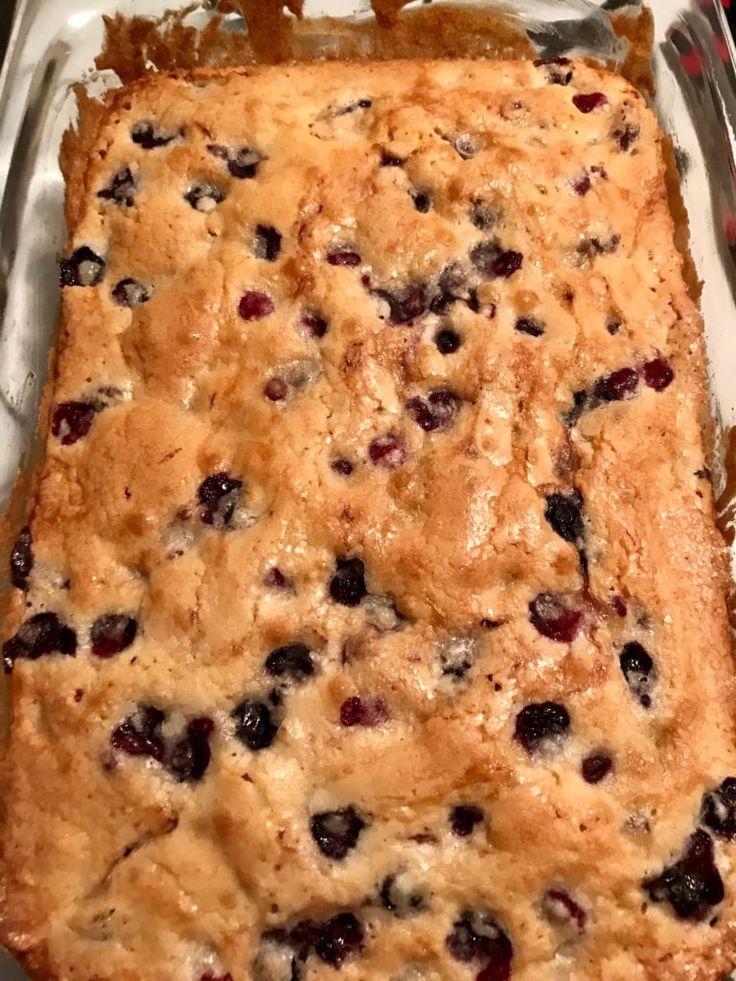 a baked dessert in a glass dish on a table