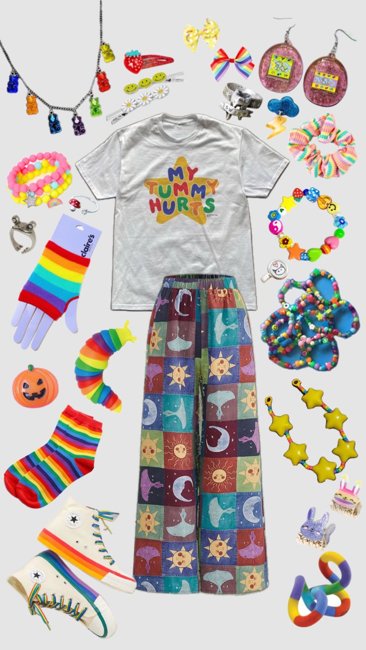 #outfitinspo #kidcore #clowncore #starryashes Silly Clothes, Clown Clothes, Hidden In Plain Sight, Cooler Style, Funky Outfits, Scene Kids, Kid Core, Co Parenting, Pretty Dress