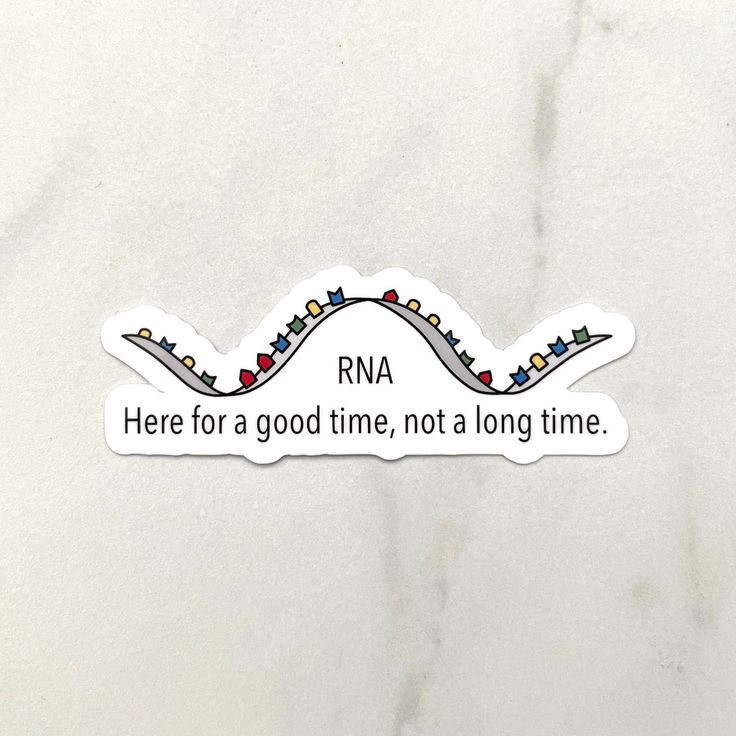 there is a sticker that says rna here for a good time, not a long time