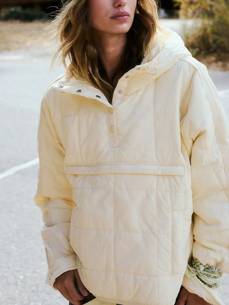 Stay cozy and chic with our Ultimate Packable Pullover Puffer Jacket. Designed for the modern woman, this jacket combines lightweight warmth with a sleek, quilted design. Perfect for travel, it packs down easily into its own pocket, making it an essential for any wardrobe. The half-zip closure and adjustable hood provide customizable comfort. Whether youre hitting the trails or the city streets, this jacket has got you covered. Features Lightweight and Packable Warmth Without Bulk Hooded Design Versatile Fit Travel-Friendly Size Chart Note 1. Please allow slight 1-3cm(0.4-1.18") difference due to manual measurement and a little color variation for different display setting 2. Size doesn't fit all, please carefully check size chart and select the size based on your real size Comfy Travel, Free People Activewear, Half Zip Hoodie, Long Road, Free People Jacket, Free People Movement, Fp Movement, Pullover Designs, Pre Fall