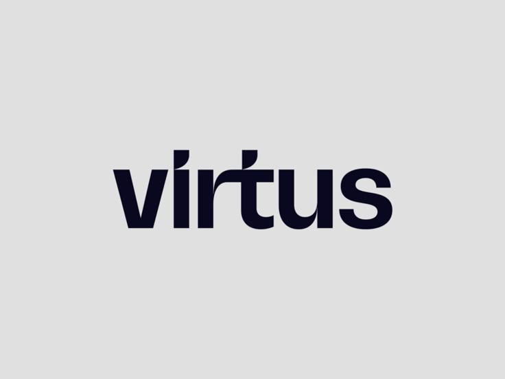 the word virtus on a gray background