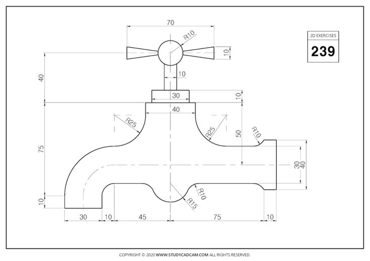 a drawing of the back end of a faucet, with measurements for it