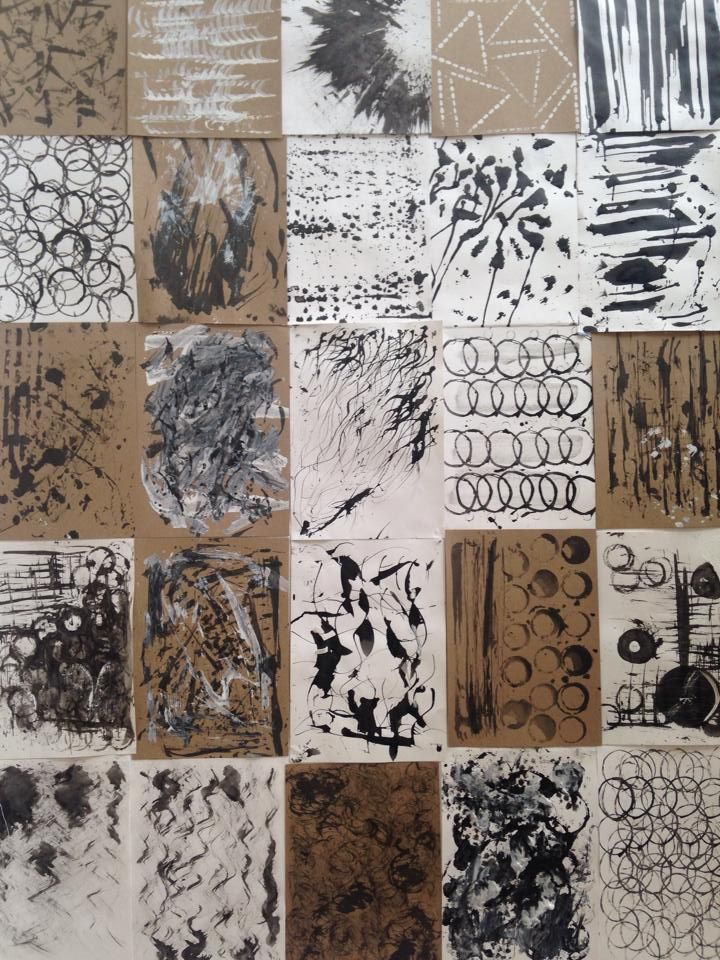 many different types of black and white ink on paper