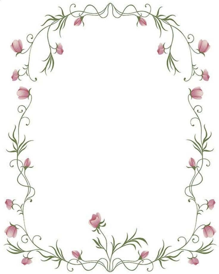 a floral frame with pink flowers and vines