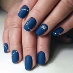 Solid Color Nails, Manicure Nail Designs, Elegant Nail Designs, Colorful Nails, Her Nails, Rose Gold Nails, Super Nails, Blue Nail, Trendy Nail Design